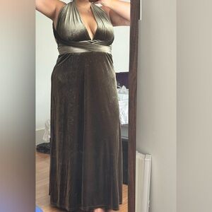 Revelry Bridesmaids Dress Olive Green Velvet Sz XL Multi Style